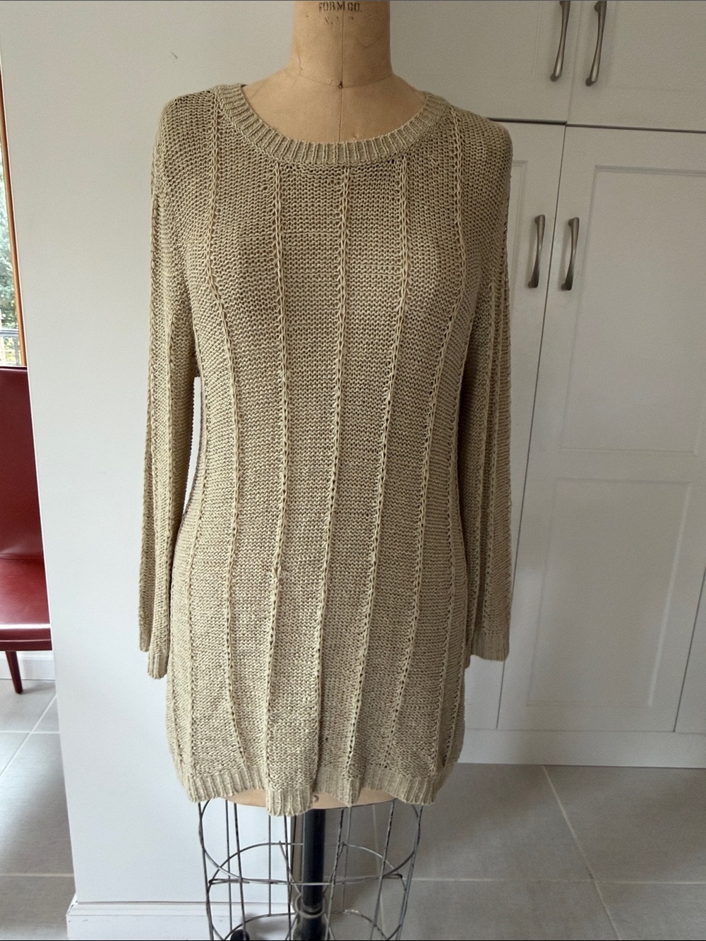 Cable & Gauge Open-Knit Scoop Neck tunic Sweater- womens